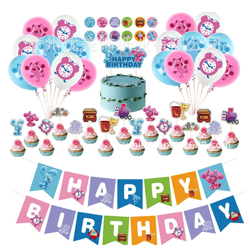 

48pcs/set Blue's Clues Balloons blue's clues party supplies blue Dog Cake Topper Banner Balloons Birthday Party decoration