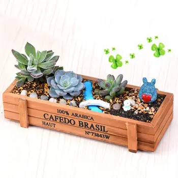 

Vintage Garden Plant Pot Decorative succulent planter Wooden Boxes Crates Rectangle Table Flower Pot Gardening Device