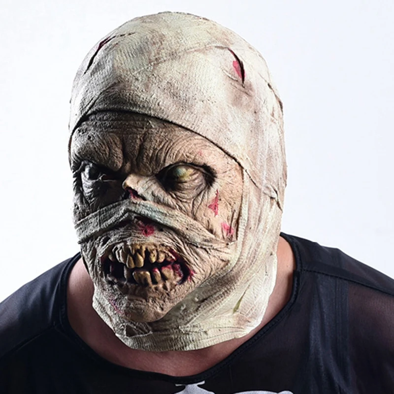 Halloween Horror Mask Mummy Mask Disgusting Rot Face Headgear Zombie Costume Party Haunted House Horror Props Frighten People