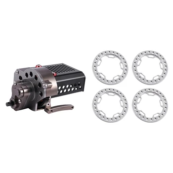 

4PCS Alloy Wheel Rims Beadlock Ring 1.9 Inch for 1/10 SCX10 & 1set CNC Complete Front Gearbox Transmission Box with Gear