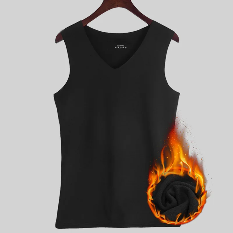 2pcs-Set-Mens-V-neck-Thermal-Undershirts-Solid-Base-Men-s-Warm-Seamless-Slimming-Sleeveless-Add