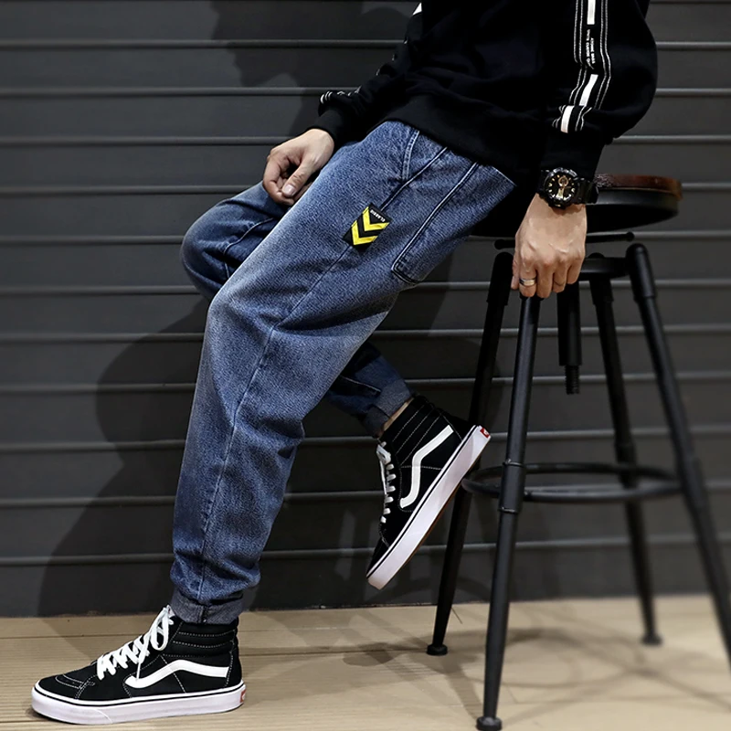 Fashion Streetwear Men Jeans Loose Fit Patch Designer Denim Cargo Pants Men Harem Jeans Vintage Retro Hip Hop Jogger Jeans Homme