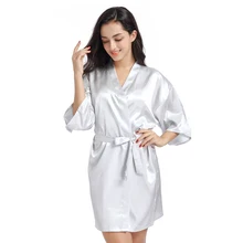 Элегантный Однотонный женский свадебный халат невесты, летний халат-кимоно, Повседневная атласная ночная рубашка, сексуальный мини-халат, платье