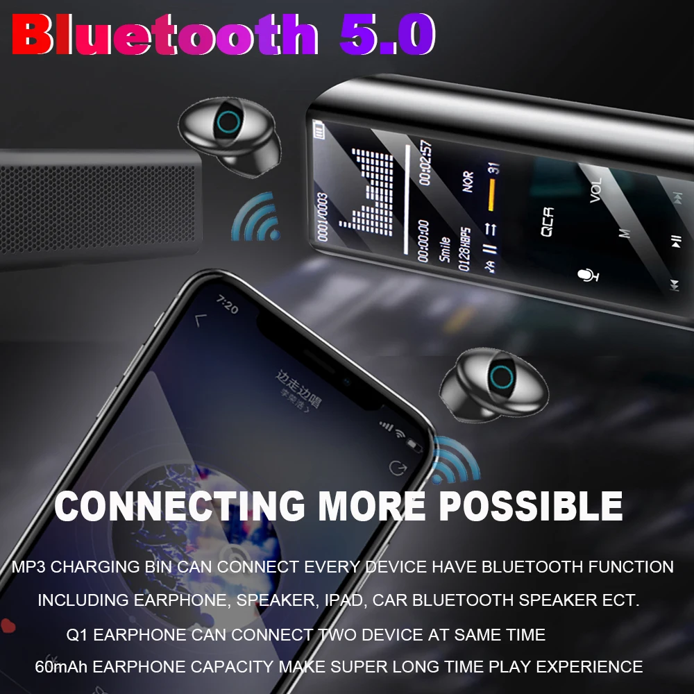 Q1 TWS Bluetooth наушники 5,0 многофункциональные Bluetooth наушники IPX7 водонепроницаемые в пределах 6000 мАч Внешний аккумулятор для iOS Android