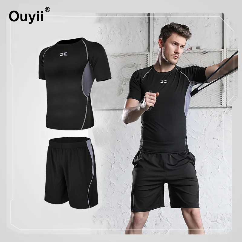 Suit Style 6 Мужской костюм для фитнеса, тренажерного зала, тренировочная одежда, быстросохнущая компрессионная спортивная одежда, дышащая одежда для бега, фитнеса, с коротким рукавом - Цвет: Suit Style 6