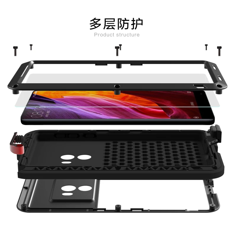 Алюминиевый металлический чехол LOVE MEI для Xiaomi mi x, мощный защитный противоударный водонепроницаемый чехол для Xiaomi mi x Capa Coque