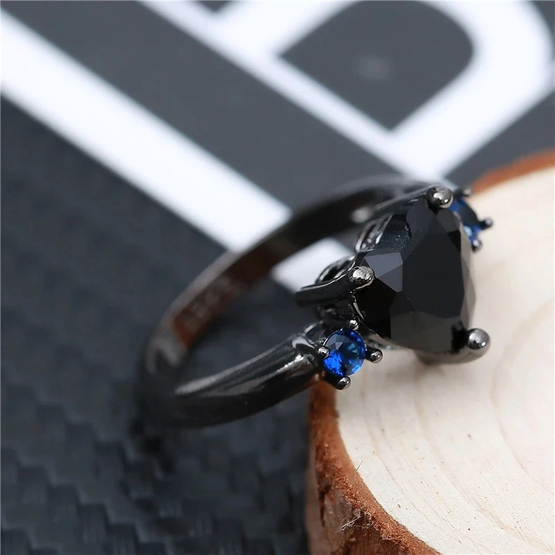 Wedding Rings Vintage Black Woman Rings Love Heart Charm Finger Ring Inlaid Zirconia Ring Women Wedding Engagement Jewelry Gift womens ring finger rings jewelry rings ring jewelry