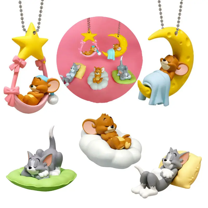 

Tom cat toy Jerry Mouse sleeping Figure keychain 5pcs set