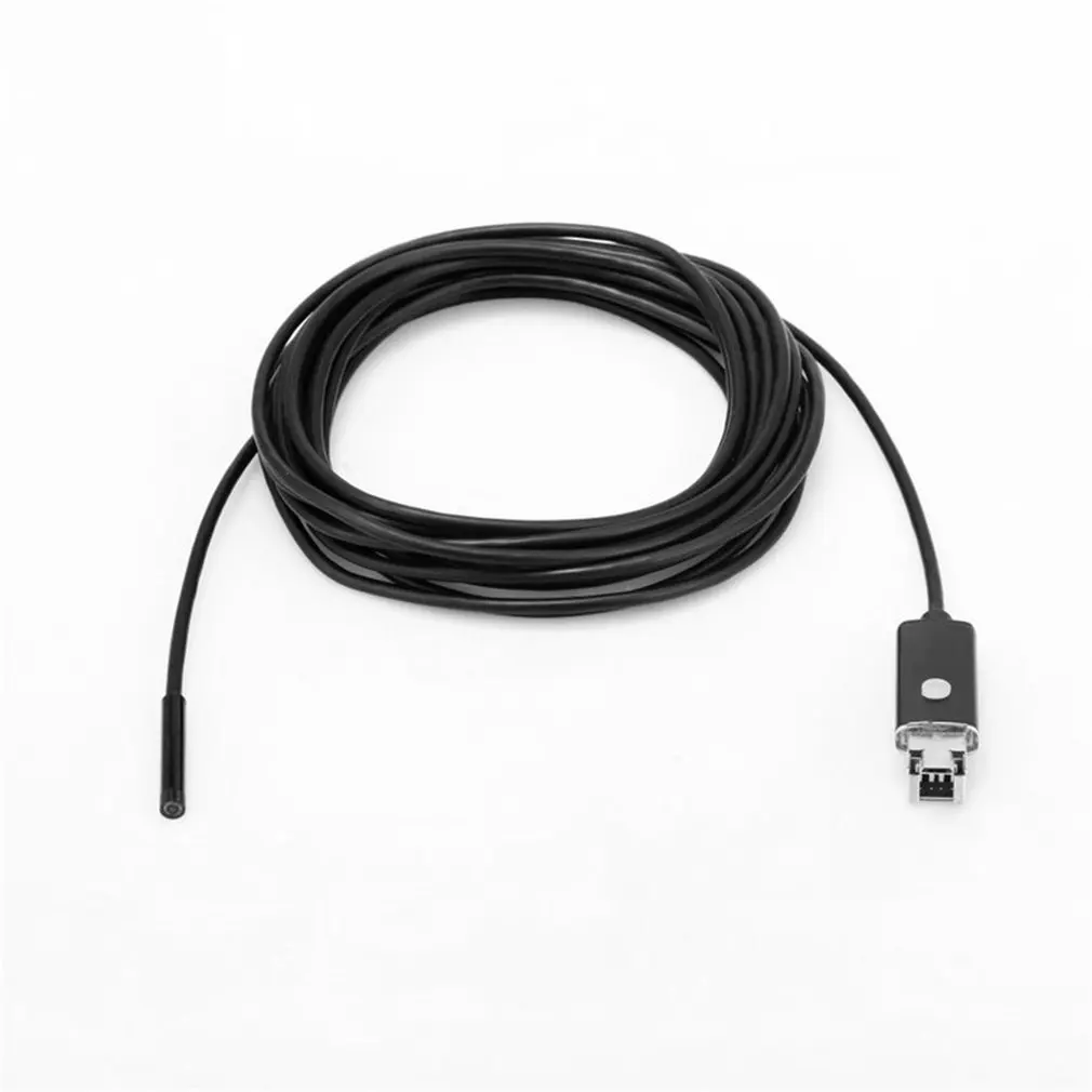 

Waterproof 7mm Lens 2M Endoscope 6 LED Inspection Camera Mini 2 in 1 USB interface Borescope Tube For Android PC Computer black