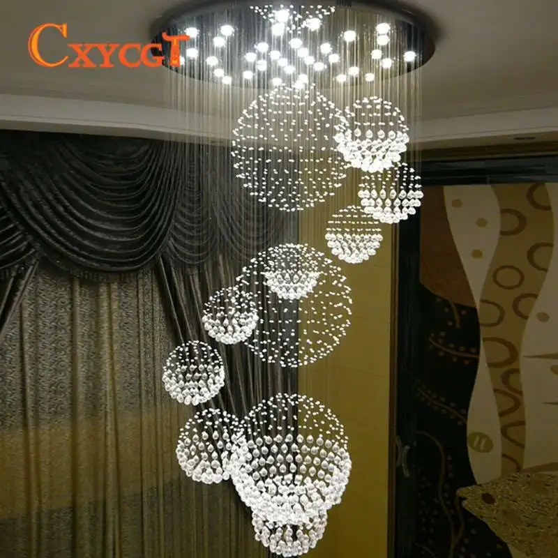 

HOT selling New Modern K9 LED Crystal Chandelier Crystal Lamp 100% Guarantee 110v-240v Suitable for Stairs Hotel Decoration