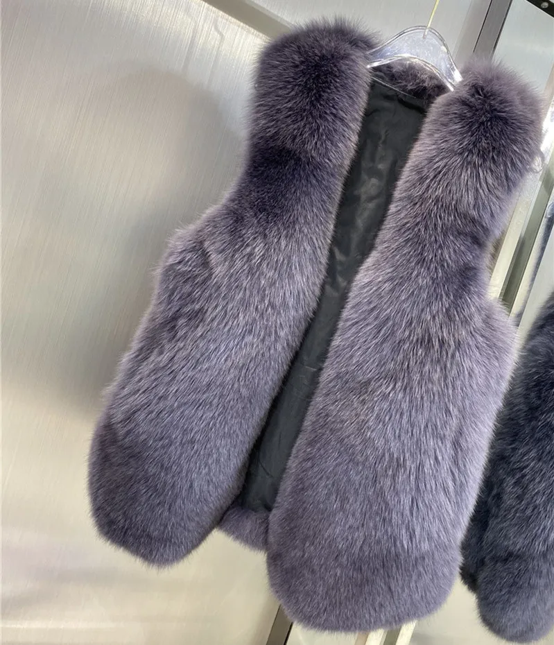 

Luxury Autumn Winter Women's Genuine Real Whole skin Fox Fur Vest Lady Slim Waistcoat Gilet