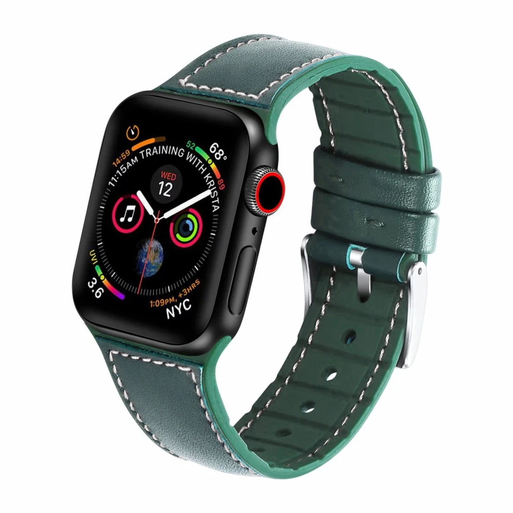 Ремешок из натуральной кожи для apple watch 42 мм 38 мм iWatch ремешок 40 мм 44 мм силиконовый ремешок для часов Браслет apple watch 5 4 3 2 44 38