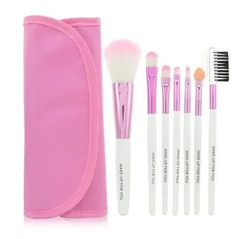 

1Set Professional 7 pcs Pink Makeup Brush Set tools Make-up Toiletry Kit Wool Brand Make Up Brush Set Case Free Shipping