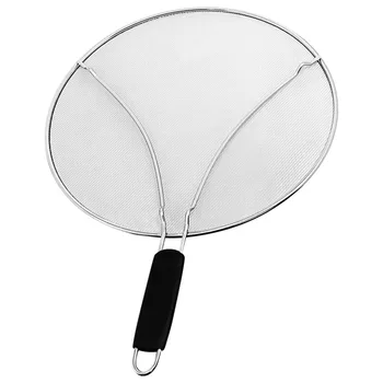 

1Pc Stainless Steel Filter Lid Plastic Handle Collapsible Explosion-proof Oil Cover Oil Screen Cover Oil Separator Cover