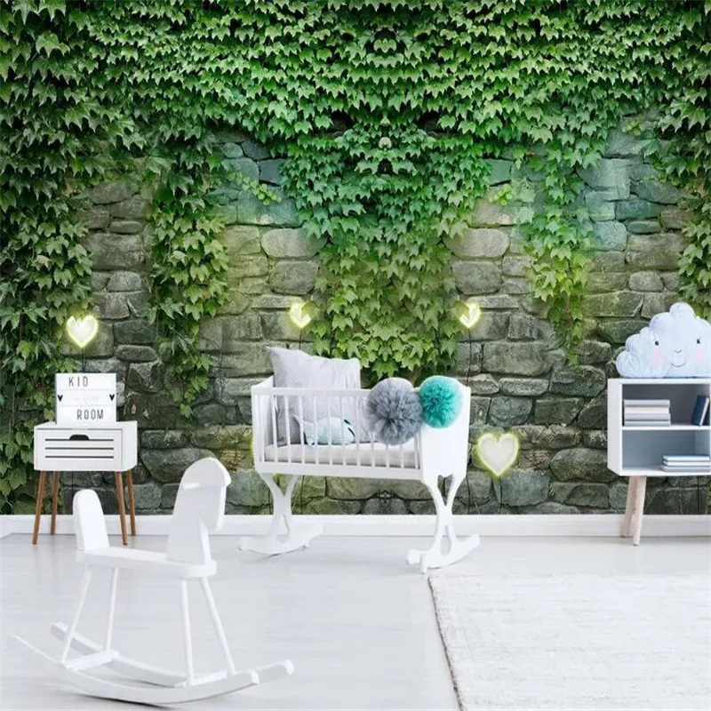 

milofi custom 3D vine stone wall Nordic small fresh decorative background wallpaper mural