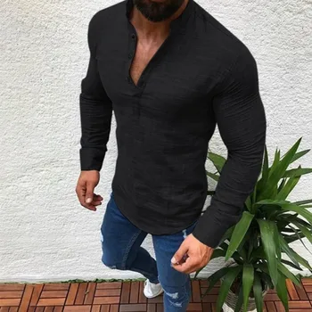 

2020 Sexy New Men Long Sleeves Blouse Summer Fashion Casual Cool Clothing Slim Fit Tees Tops Male Breathable Linen Shirt