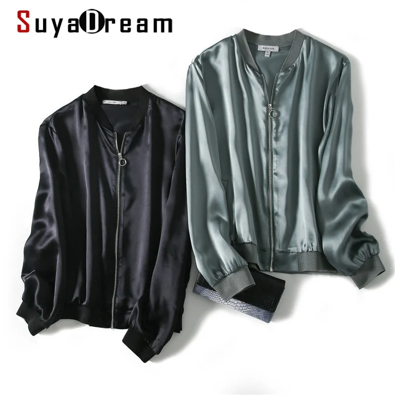 SuyaDream Women Silk Jackets 19MM 100%Silk Satin