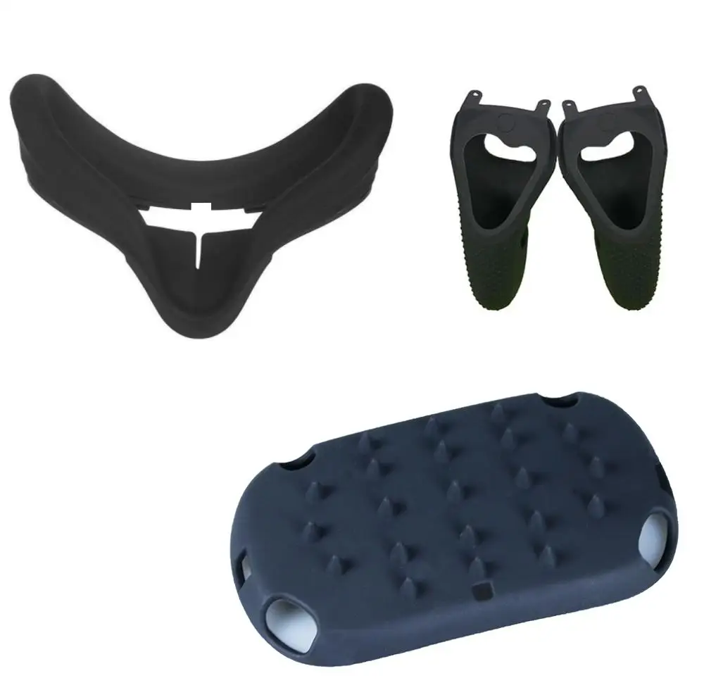 4-piece set Black Силиконовая Уникальная Крышка для головы, маска для лица, Накладка для Oculus Quest VR, контроллер, накладка, ударопрочная, защита от пота, Lightproof - Цвет: 4-piece set Black