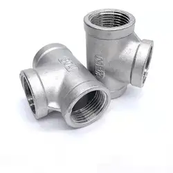 Stainless Steel 304 Female Threaded 3 Way Tee T Pipe Fitting 1/8
