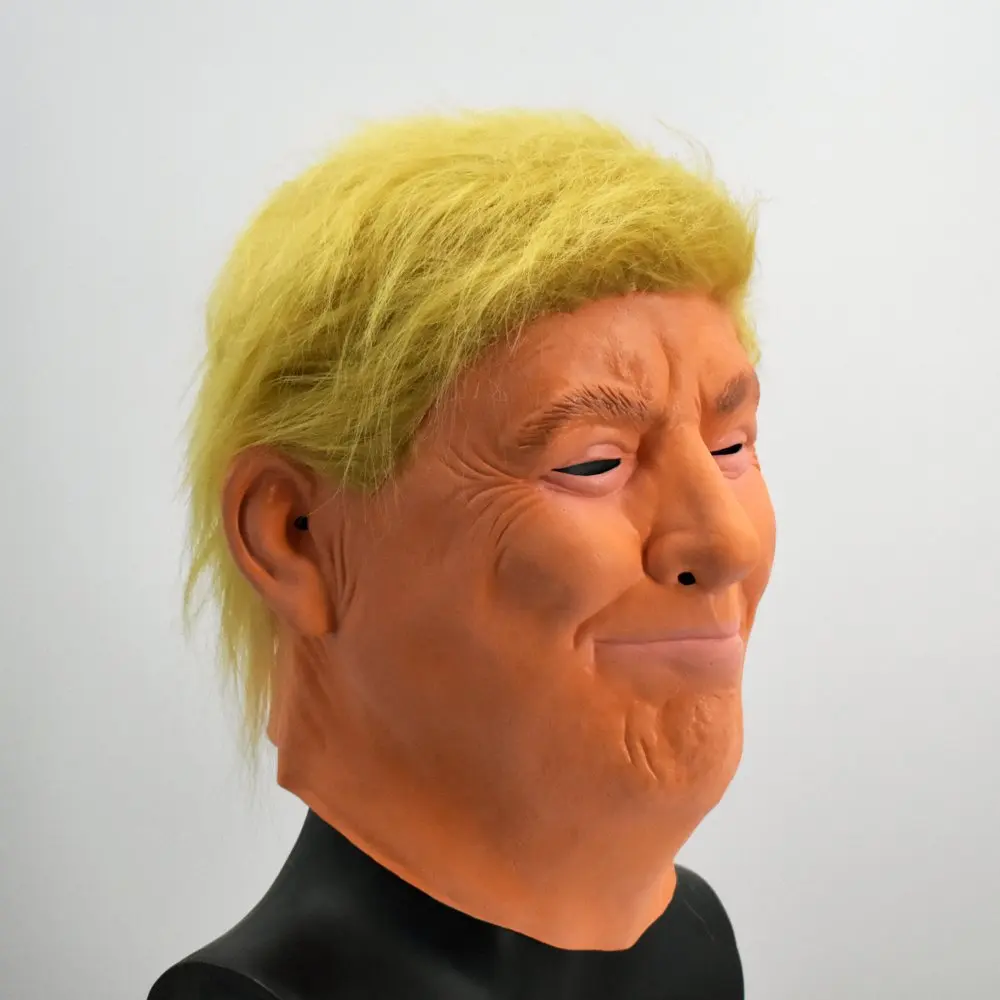 

Halloween Dress Latex Donald Trump Mask High Quality Rubber Props with Hair Realistic Cosplay Party