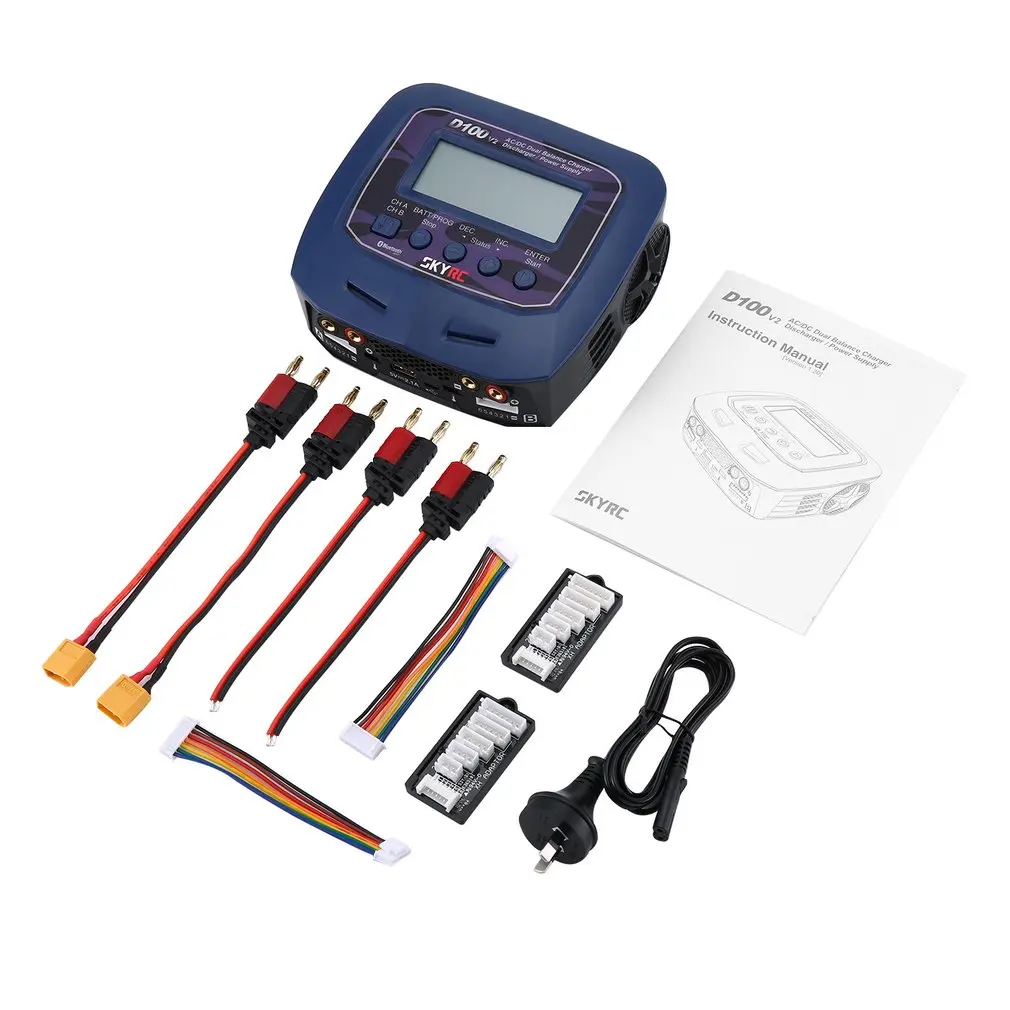 

SKYRC D100 V2 Charger Dual Output Intelligent Balance Charger Discharger English Voice Charge LiFe LiIon LiHV NiMH NiCd LiPo