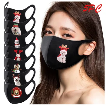 

5pc Combination Christmas Mask Adults Outdoor Dust-proof Mask Mascarillas Reusable Washable Protective Mask Se6