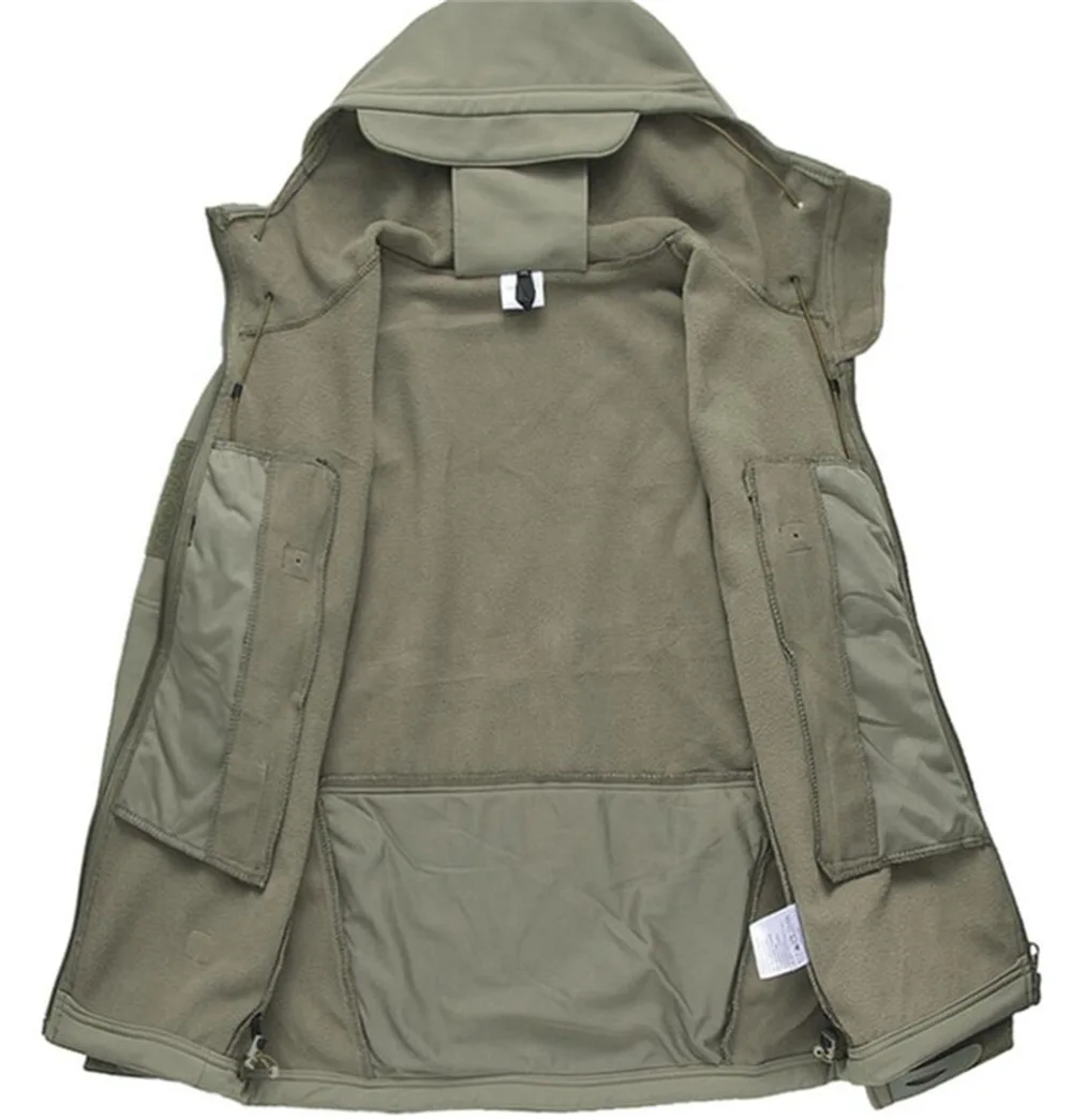 Мужская осенне-зимняя тактическая куртка, Мужская хлопковая повседневная куртка, Мужская камуфляжная военная куртка, флисовая ветровка с капюшоном, охотничье пальто