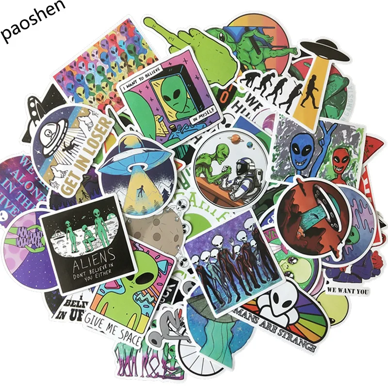 50 шт./компл. граффити и наклейки инопланетяне НЛО забавные странные DIY чемодан