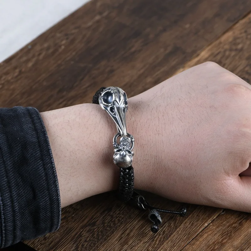 Bracelet Cheval Pour Femme Fille, Argent 925 Corde Tressée Fait