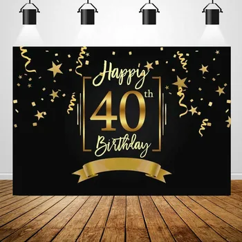 

30/40/50th Happy Birthday Backdrop Black And Golden Photo Background Props Party Decoration Photo Props Birthday Party Decor