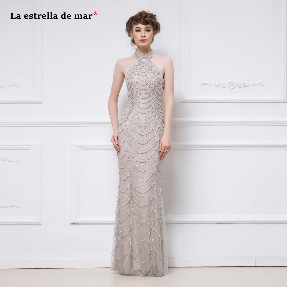Robe de soiree Новое роскошное высококачественное платье с кисточками, украшенное бусинами сзади, цвета шампанского, сексуальное вечернее платье Русалка в Дубае, длинные платья для выпускного вечера на заказ