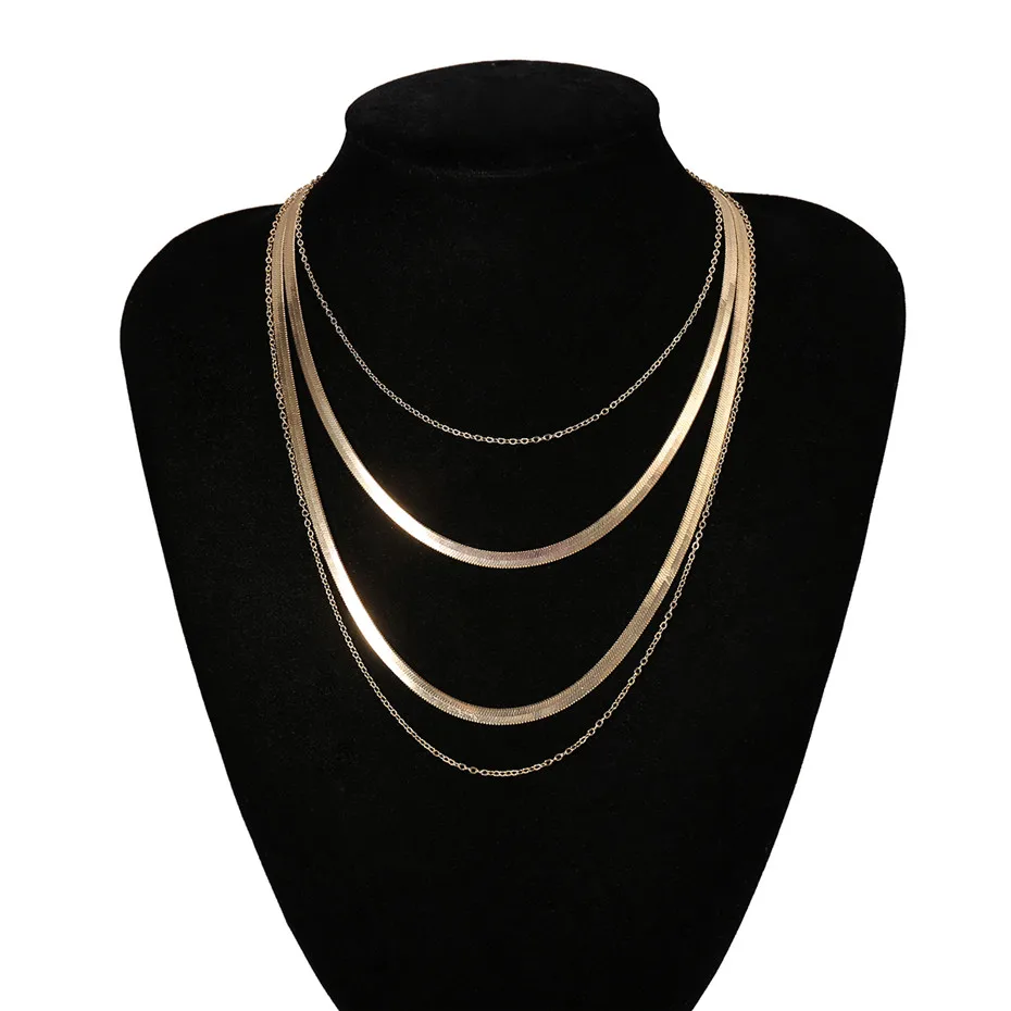 Gold Color Богемное многослойное ожерелье-чокер с кисточкой, Подвеска для женщин, готическое Золотое серебряное ожерелье-цепочка в виде змеи, массивное ювелирное изделие - Окраска металла: Gold Color