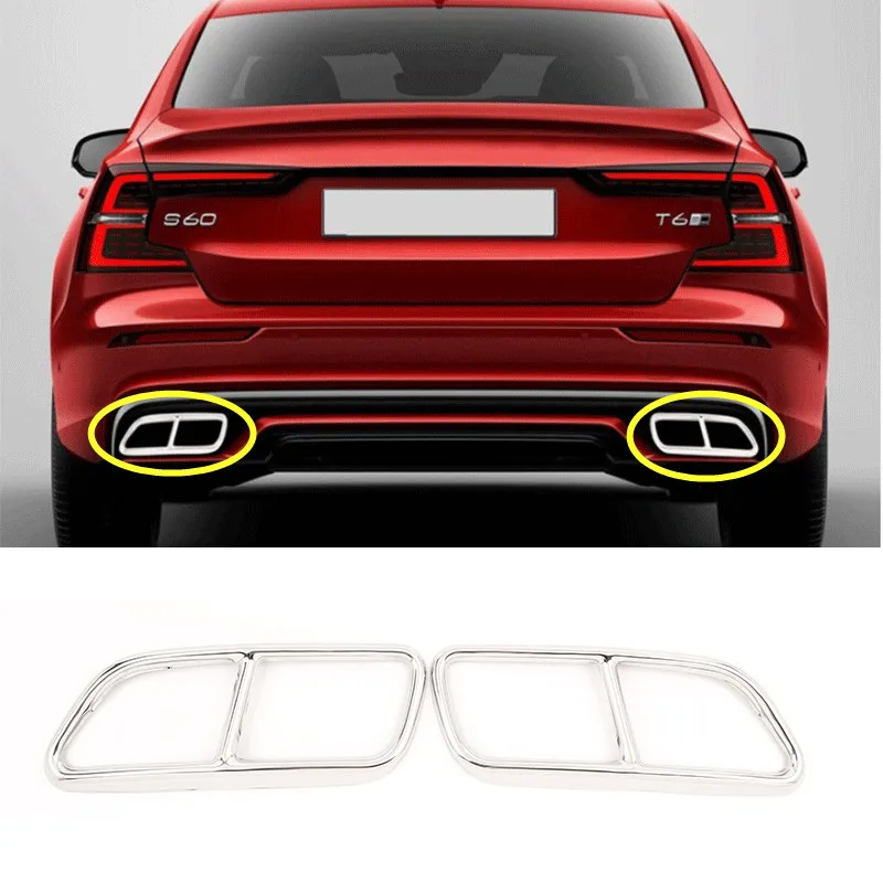

Car Styling Stainless Steel Car Exhaust Pipe Tail Throat Decor Frame Trim Cover Liner Accessories For Volvo S60 2014 To 2019