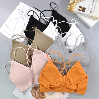 

CHRLEISURE Leisure No Rims Underwear Women Cross Beauty Back Bralette Gather Shockproof Bra