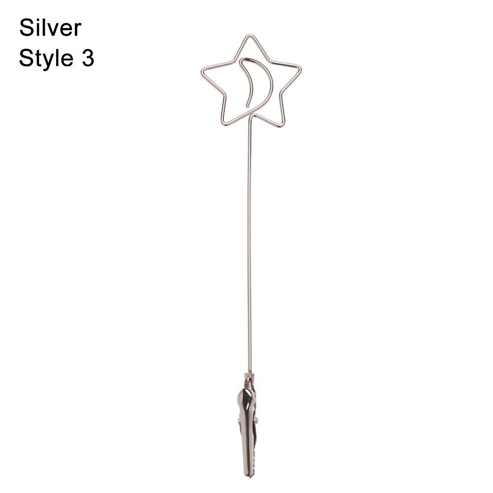 style3-Silver Креативный металлический держатель для карт в форме сердца, зажим для фото, зажим для бумаги, подставка, зажим для свадебной вечеринки, настольные украшения - Цвет: style3-Silver