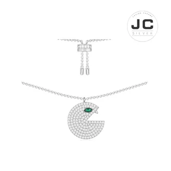 

New Fashion Charms Silver 925 Original Copy Jewelry,Silver Pac-man Necklace For Women With Mono Logo Zircon Gift Box