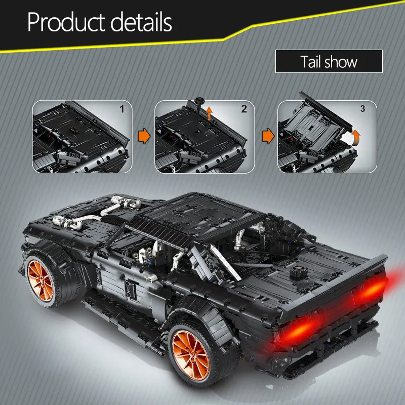 Online 3168 Uds MOC RC Ford Mustang Hoonicorn RTR V2 modelo bloque Legoing técnica de carreras de coche Led ladrillos juguetes para los niños