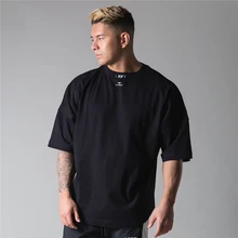 

2021 Loose Breathable Cotton T Shirt Men Gym Fitness Bodybuilding T-Shirt Male Short Sleeve Summer Sport Workout Tee Shirt Tops
