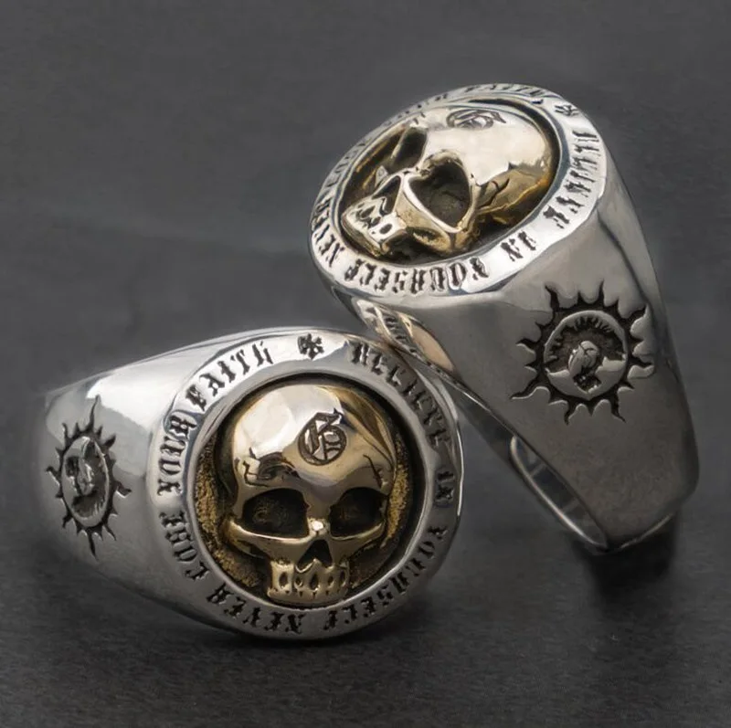 

vintage Skull seal Ring For Men Male Punk gothic style jewelry
