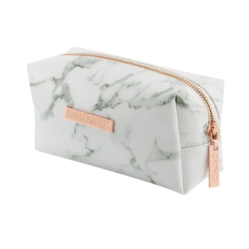 

Hot Selling Ladies Makeup Cosmetic Bag Marble Pattern PU Leather Storage Brushes Pouch For Travel Outdoor -B5