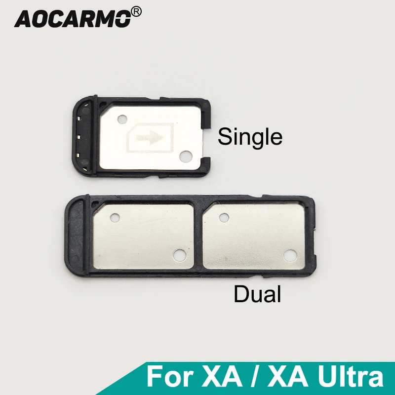 Aocarmo para Sony Xperia XA C5 XA Ultra XAU C6 F3215/16 E5563/33/06 solo doble lector de SIM soporte de tarjetas bandeja Sim ranura