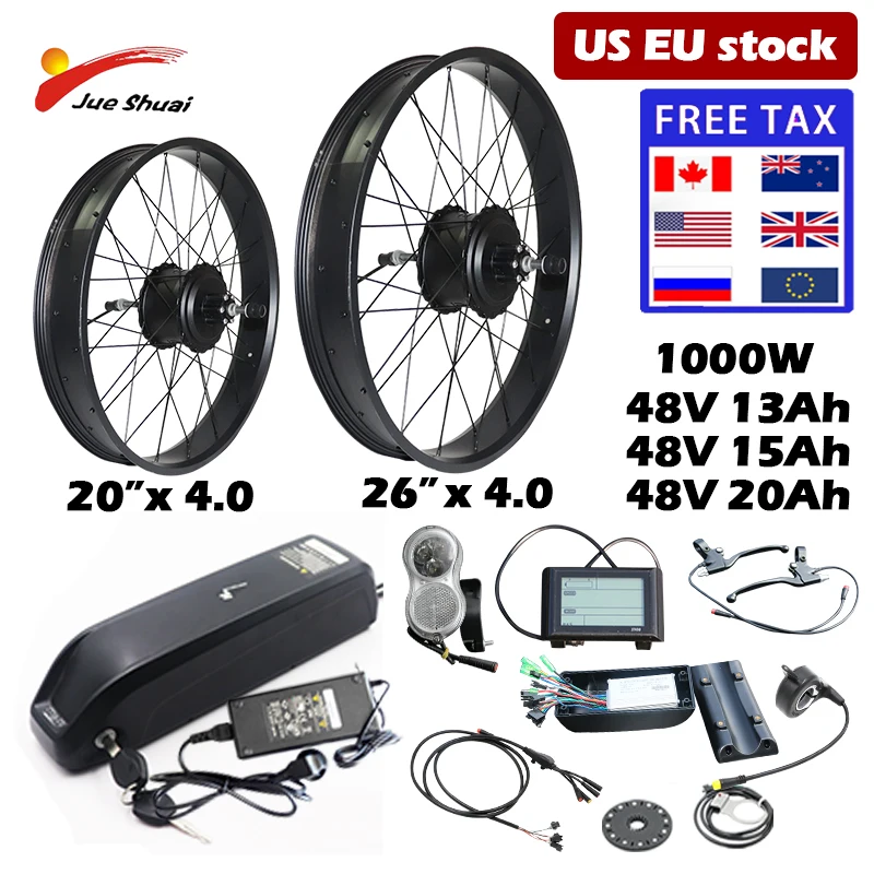 Electric Bike 48V 1000W Hub Motor Conversion Kit Wheel 20" 26" Fat Tire Cycling 