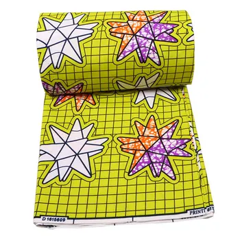 

Ankara Fabric High Quality Wax Yellow Print Fabric Printing 100% polyester African Veritable Real Dutch Wax For Dress
