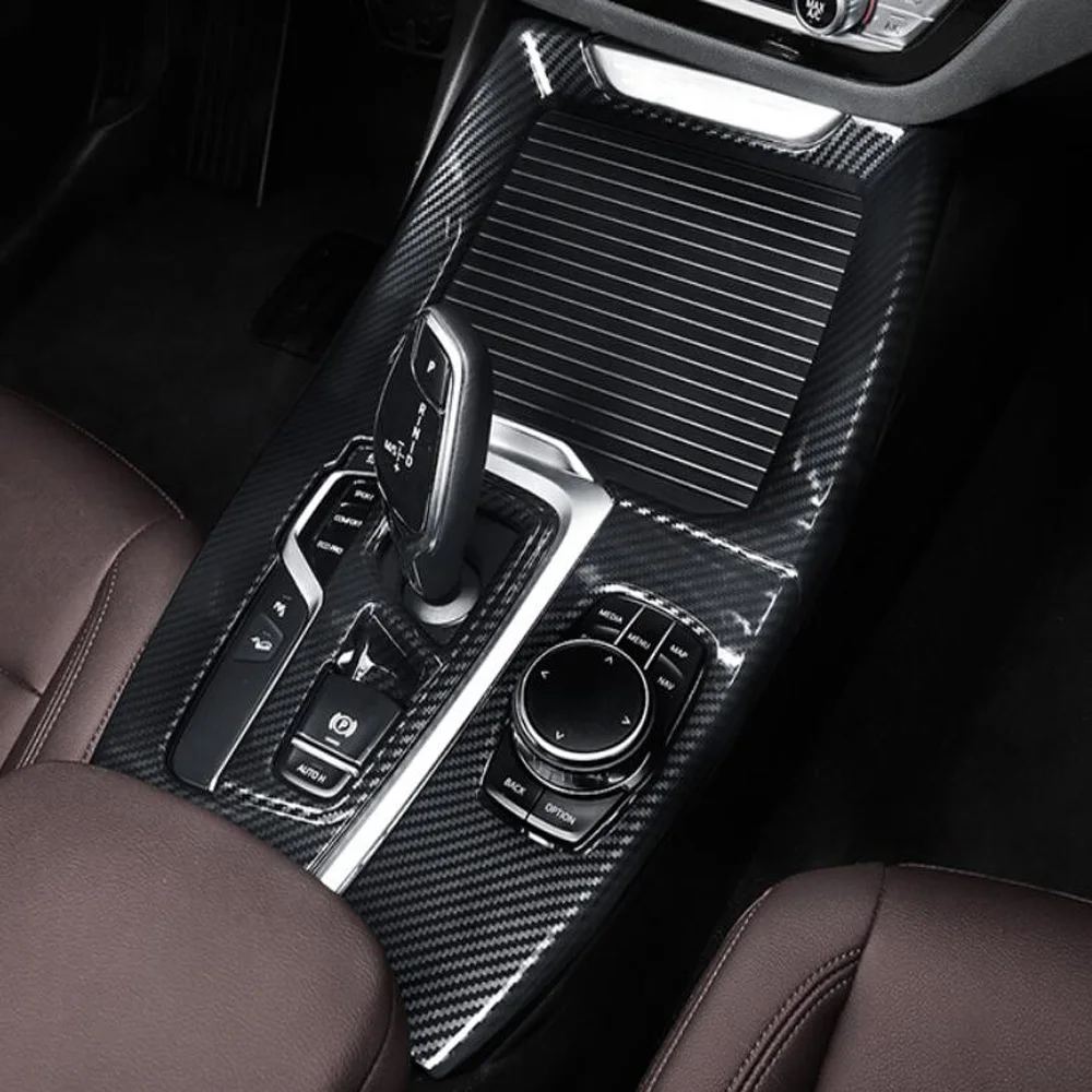 

For BMW X3 X4 G01 G02 2019 2020 ABS Carbon Fiber Car Styling Gear Shift Panel Center Console Cover Trim Interior Molding LHD