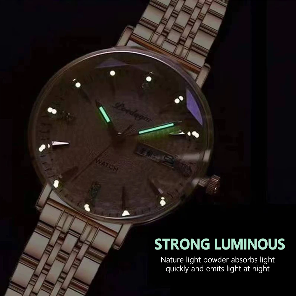 womens quartz watch Stainless Steel Mesh Waterproof Luminous