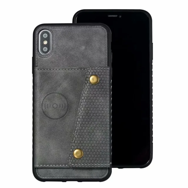 Кожаный чехол-кошелек для Iphone XR XS Max 8 8 Plus, деловой адсорбционный чехол s для Iphone7 7Plus 6 6 S, поддерживающий чехол - Цвет: gray