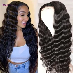 Non-Remy Human Hair 4x4 13x4 Lace Front Loose Deep Wave Wigs Hand Tied Middle Part Pre Plucked Human Hair Wigs With Baby Hair