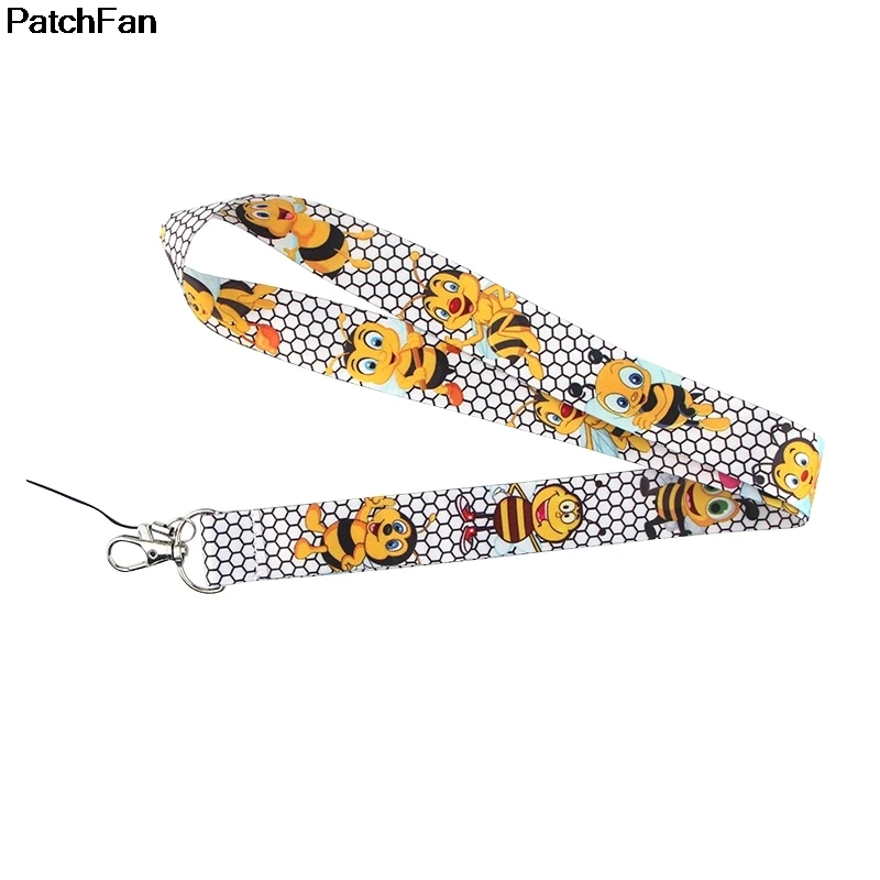 20 шт./лот A2458 Patchfan мультфильм пчела ключ ремешок для ключей ID телефон USB держатели бейджей телефон шейный ремень лямки для детей Подарки