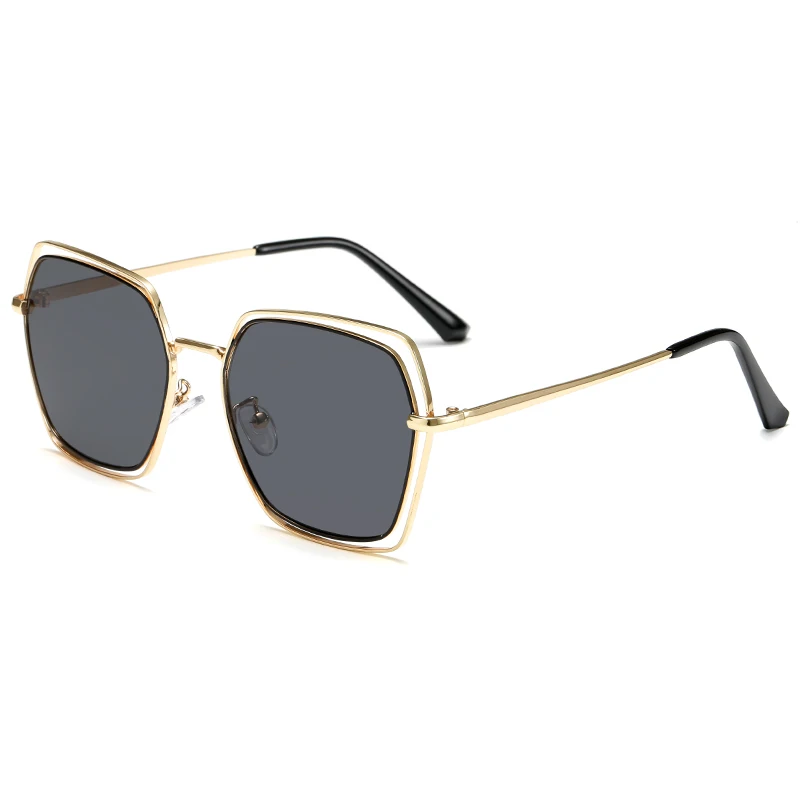 Модные квадратные солнцезащитные очки для женщин бренд в дизайнерской металлической оправе градиентные линзы Женские Ретро солнцезащитные очки полигональные очки Оттенки UV400 - Цвет линз: C2Gold Grey