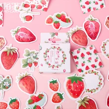 Autocollant artisanal à la fraise, étiquette autocollante mignonne Kawaii, Scrapbooking, pour Journal agenda, Journal à puces, papeterie de décoration, Diy bricolage, 46 pièces